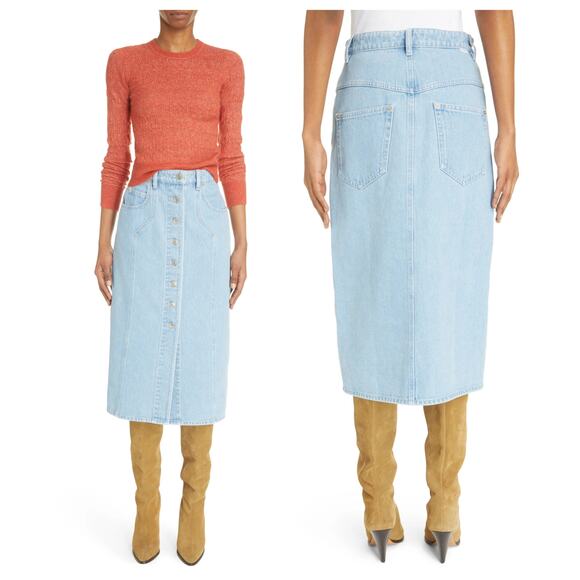 Isabel Marant Étoile Vandy Button Front Denim Skirt Size 42 FR, 10 US - Picture 15 of 15